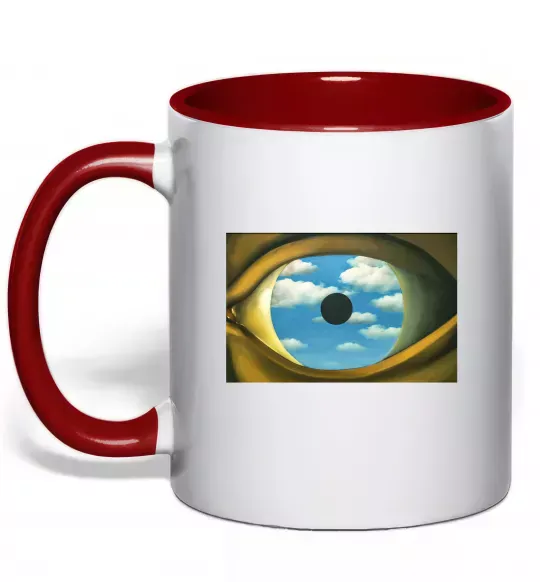 Чашка з кольоровою ручкою Рене Магрітт Фальшиве дзеркало Червоний фото