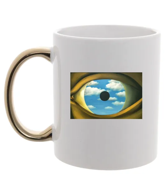 Чашка з кольоровою ручкою Рене Магрітт Фальшиве дзеркало Золото фото