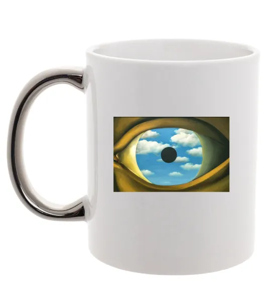 Чашка з кольоровою ручкою Рене Магрітт Фальшиве дзеркало Срібло фото