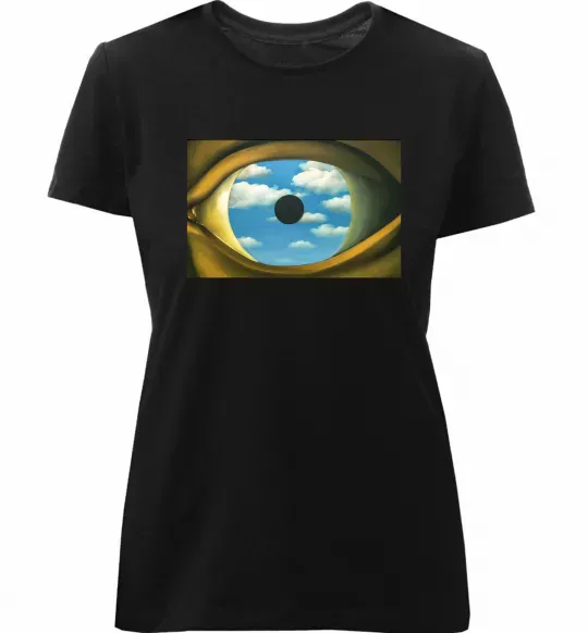 Жіноча преміум футболка Рене Магрітт Фальшиве дзеркало Чорний фото