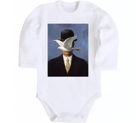 Детский боди Man in a Bowler Hat Белый фото