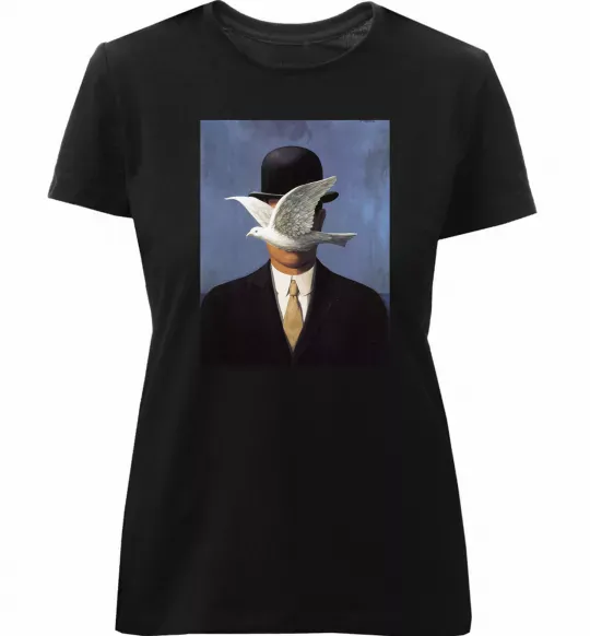 Женская премиум футболка Man in a Bowler Hat Черный фото