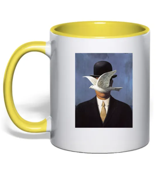 Чашка з кольоровою ручкою Man in a Bowler Hat Лимонний фото