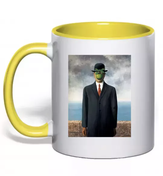 Чашка з кольоровою ручкою Син людський Сонячно жовтий фото