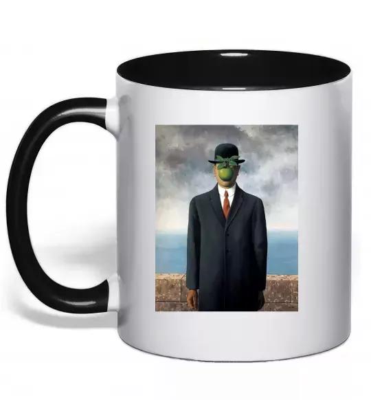 Чашка з кольоровою ручкою Син людський Чорний фото