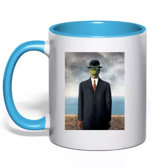 Чашка з кольоровою ручкою Син людський Блакитний фото