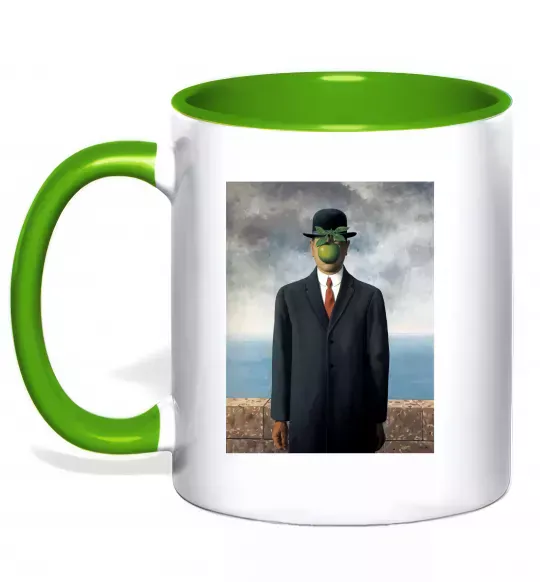 Чашка з кольоровою ручкою Син людський Зелений фото