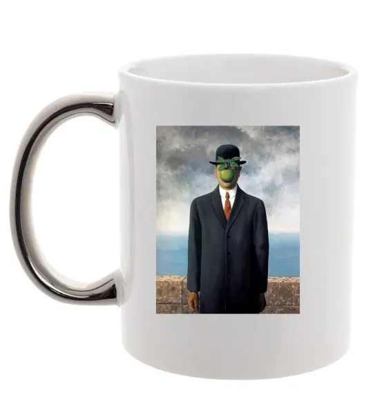 Чашка з кольоровою ручкою Син людський Срібло фото