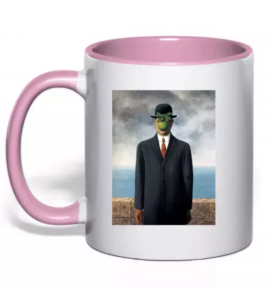 Чашка з кольоровою ручкою Син людський Ніжно рожевий фото