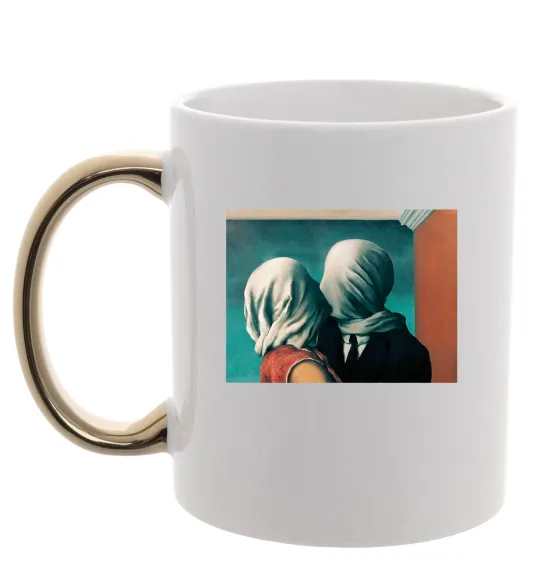 Чашка с цветной ручкой Закохані Золото фото