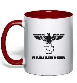 Чашка с цветной ручкой Rammstein logo, колір - червоний