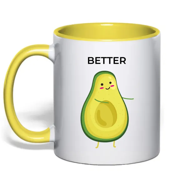 Чашка с цветной ручкой Авокадо Better Лимонный фото