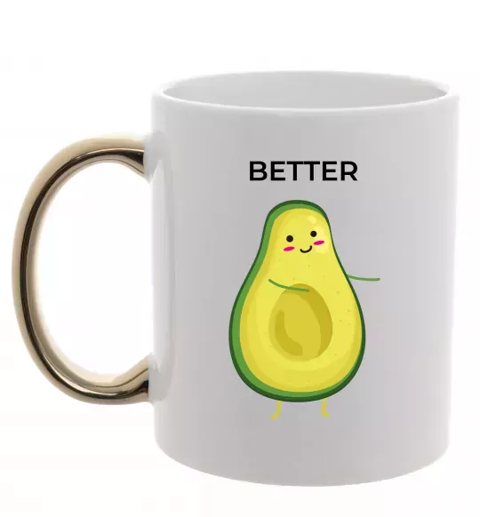 Чашка с цветной ручкой Авокадо Better Золото фото