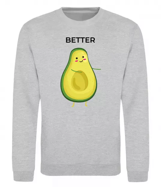 Свитшот Авокадо Better Серый меланж фото