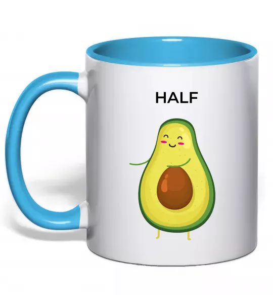 Чашка с цветной ручкой Авокадо Half Голубой фото