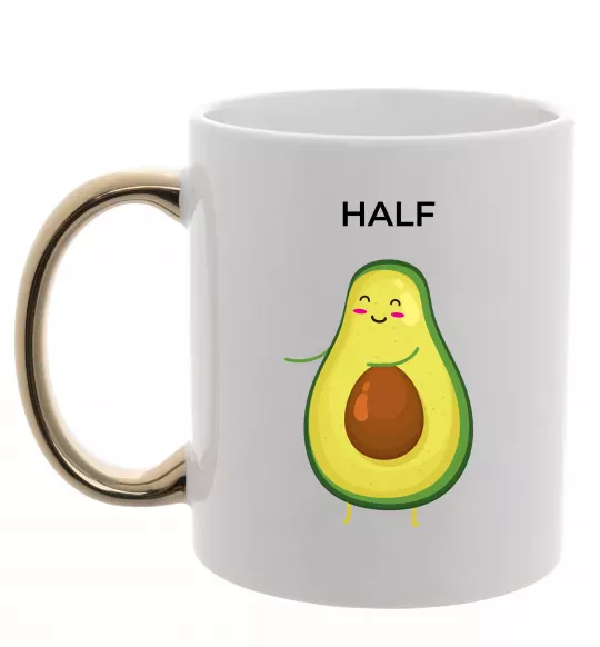 Чашка с цветной ручкой Авокадо Half Золото фото