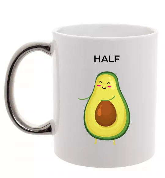 Чашка с цветной ручкой Авокадо Half Серебро фото
