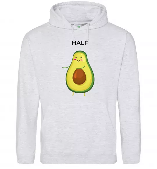 Мужская толстовка (худи) Авокадо Half Серый меланж фото