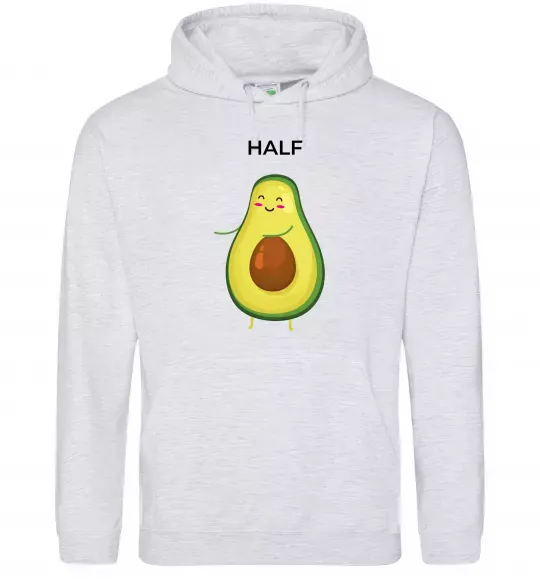 Женская толстовка (худи) Авокадо Half Серый меланж фото