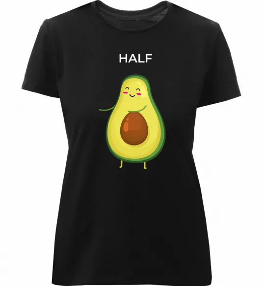 Женская премиум футболка Авокадо Half Черный фото
