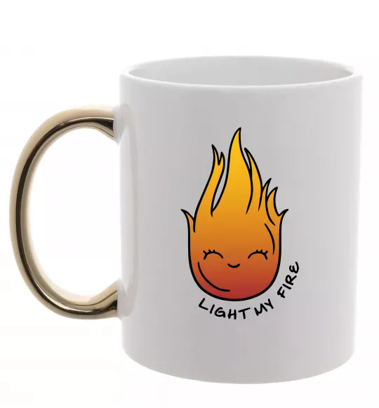 Чашка с цветной ручкой Вогник Light my fire Золото фото