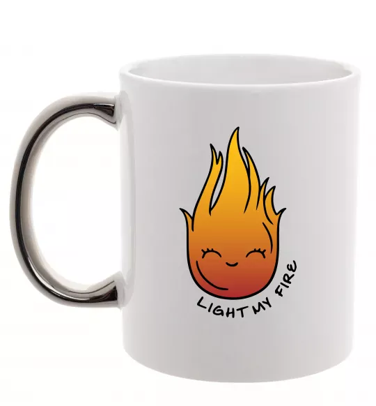 Чашка с цветной ручкой Вогник Light my fire Серебро фото