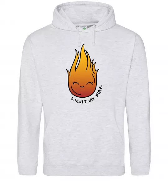 Мужская толстовка (худи) Вогник Light my fire Серый меланж фото