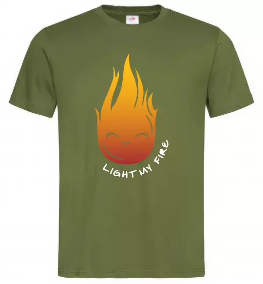 Мужская футболка Вогник Light my fire Оливковый фото