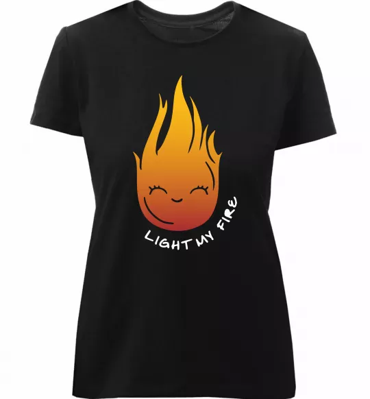 Жіноча преміум футболка Вогник Light my fire Чорний фото
