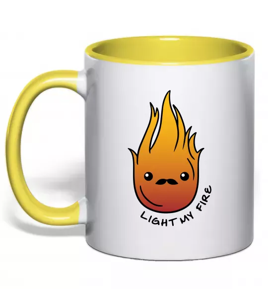 Чашка с цветной ручкой Вогонь Light my fire Солнечно желтый фото