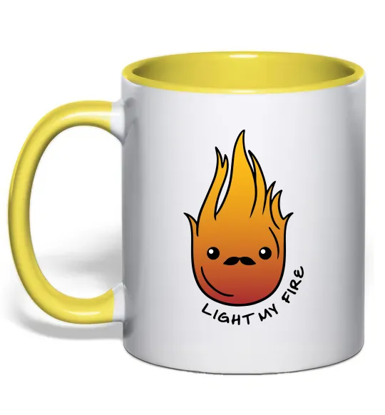 Чашка с цветной ручкой Вогонь Light my fire Лимонный фото