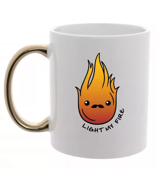 Чашка с цветной ручкой Вогонь Light my fire Золото фото
