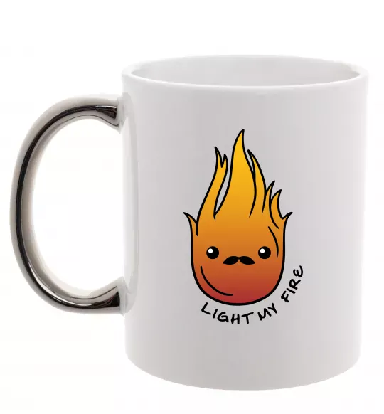 Чашка с цветной ручкой Вогонь Light my fire Серебро фото