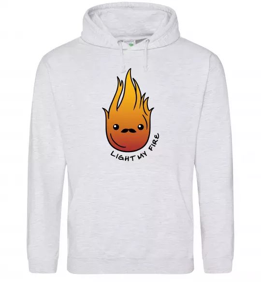 Чоловіча толстовка (худі) Вогонь Light my fire Сірий меланж фото