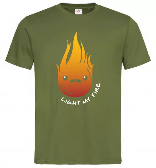 Мужская футболка Вогонь Light my fire Оливковый фото