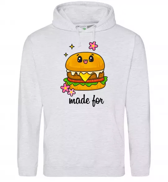 Женская толстовка (худи) Бургер Made for Серый меланж фото