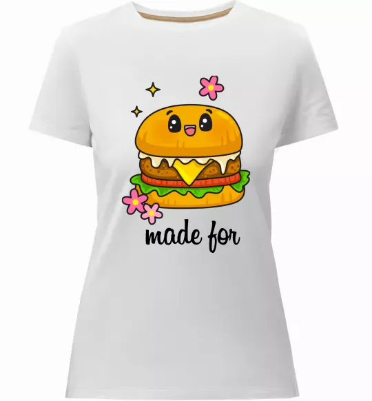 Жіноча преміум футболка Бургер Made for Білий фото