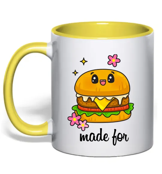 Чашка с цветной ручкой Бургер Made for Лимонный фото