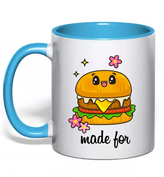 Чашка с цветной ручкой Бургер Made for Голубой фото