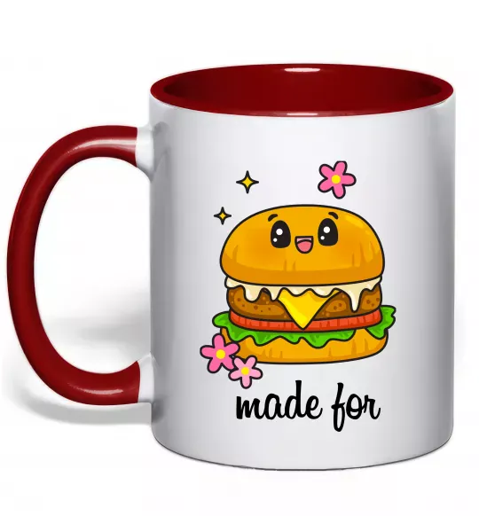 Чашка с цветной ручкой Бургер Made for Красный фото