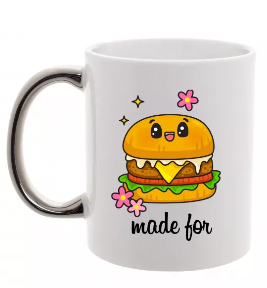 Чашка с цветной ручкой Бургер Made for Серебро фото