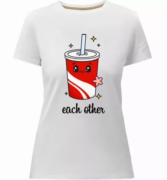 Женская премиум футболка Кола Each other Белый фото