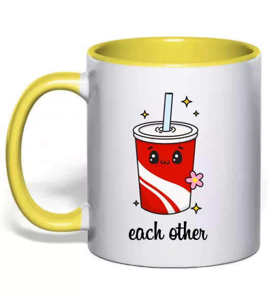 Чашка с цветной ручкой Кола Each other Солнечно желтый фото