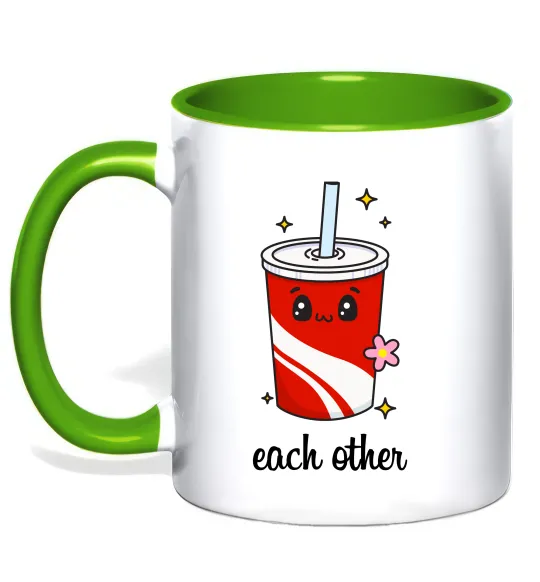 Чашка с цветной ручкой Кола Each other Лаймовый фото