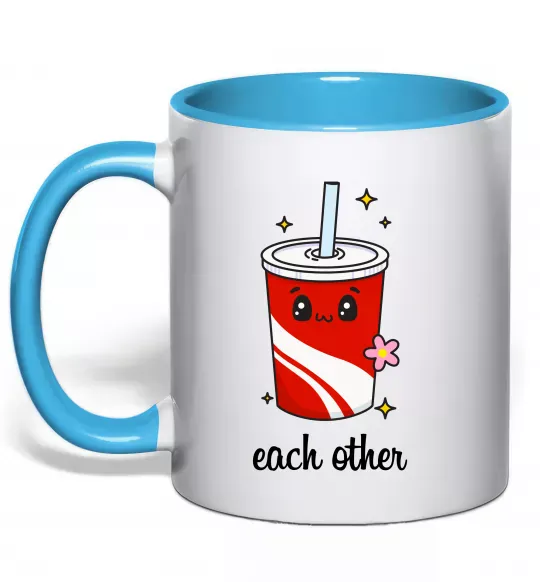 Чашка с цветной ручкой Кола Each other Голубой фото