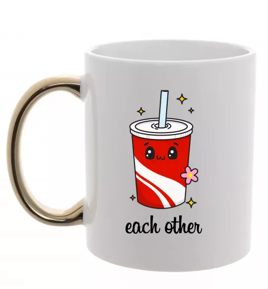 Чашка с цветной ручкой Кола Each other Золото фото