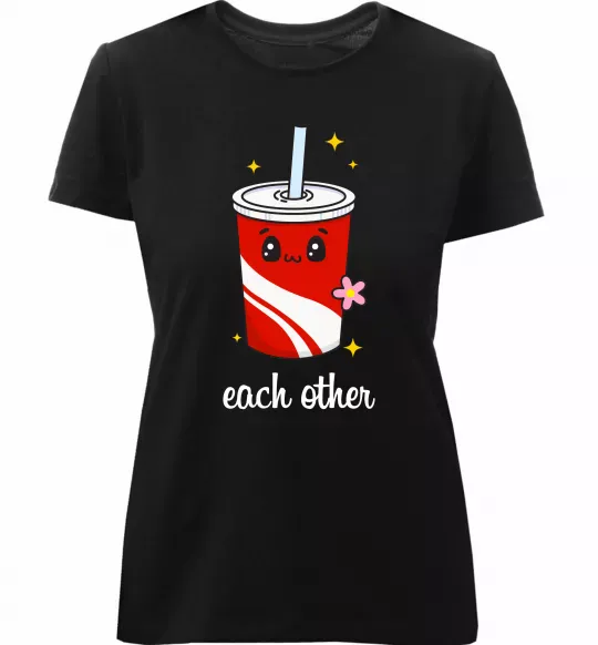 Женская премиум футболка Кола Each other Черный фото