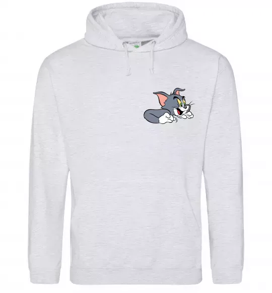 Мужская толстовка (худи) Кіт Том Серый меланж фото