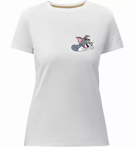 Жіноча преміум футболка Кіт Том Білий фото