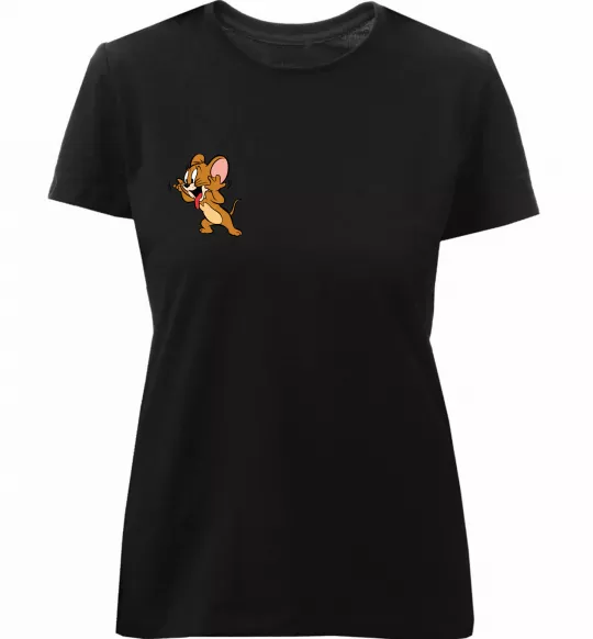 Женская премиум футболка Мишеня Джері Черный фото